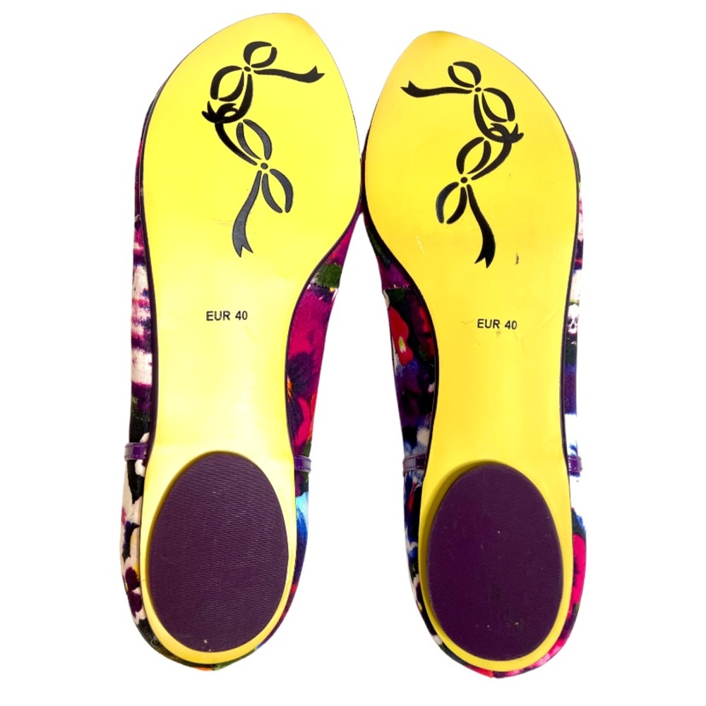 Anthropologie Poetic License NEW Womens Purple Flats 9 40 Floral Bow Shoes - Picture 6 of 13